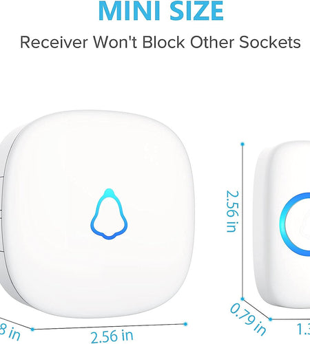 Wireless Doorbell, Easy Installation, Waterproof, Adjustable Volume, 58 Chimes, Colorful LED, 1000Ft Range, M520+F55, White