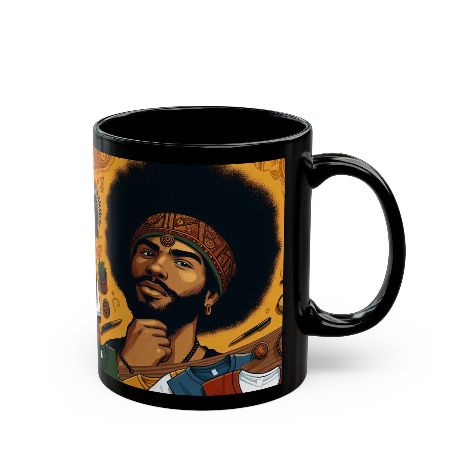 Coffee Mug - 70's Vibe Black Mug (11oz, 15oz)