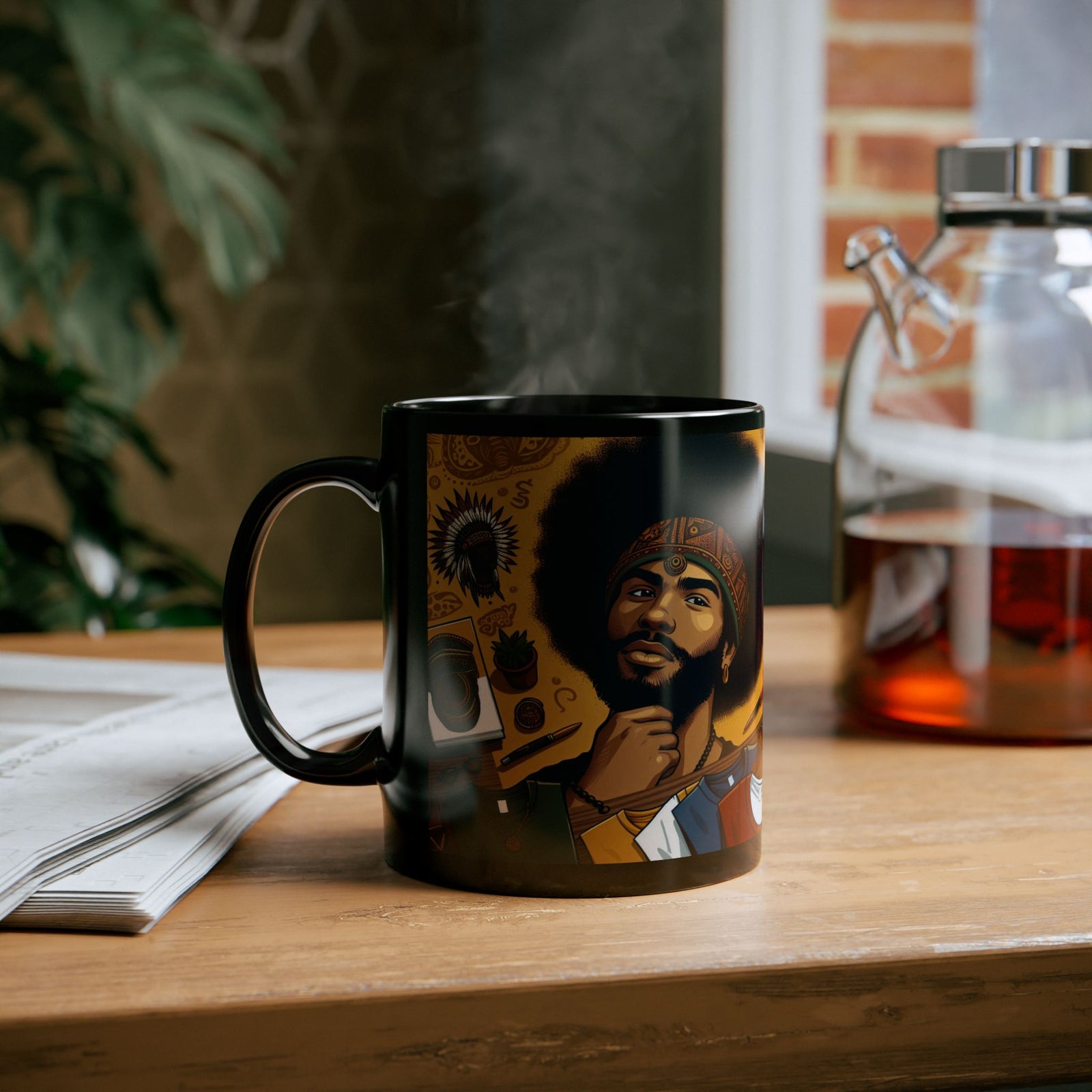 Coffee Mug - 70's Vibe Black Mug (11oz, 15oz)