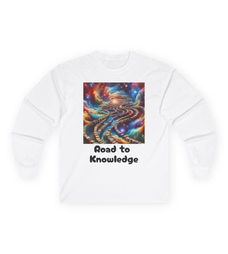 Inspirational Long Sleeve Tee, Road to Knowledge Unisex Shirt, Educational Gift, Casual Wear, Science Tee, Unique Gift Idea