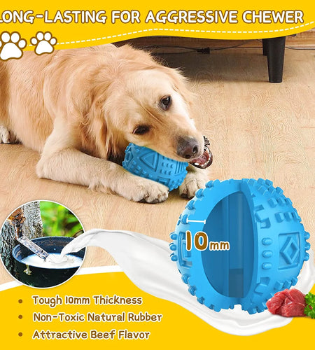 Dog Balls Treat Dispensing Dog Toys, Dog Toys for Aggressive Chewers Large Breed, Nearly Indestructible Squeaky Dog Chew Toys for Large Dogs, Natural Rubber Dog Puzzle Toys, Tough IQ Dog Treat Balls