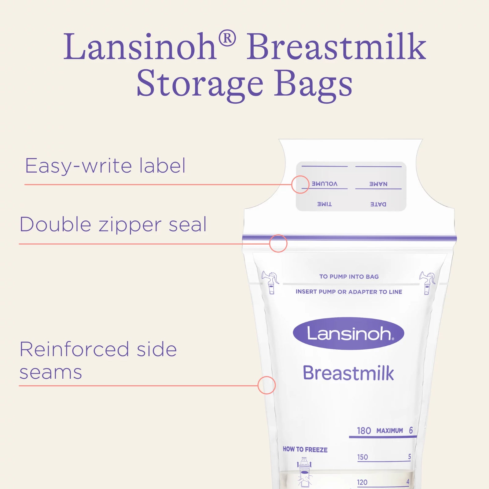 Breastmilk Storage Bags for Breastfeeding Moms, 50 Ct