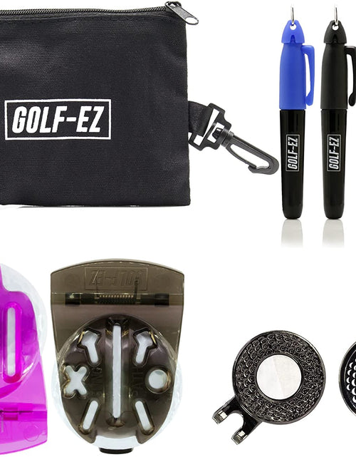 Load image into Gallery viewer, TRI-LINE Golf Ball Alignment Kit with Hat Clip Ball Marker and Carry Case | Swing Path Arrows &amp; Ball Identifiers
