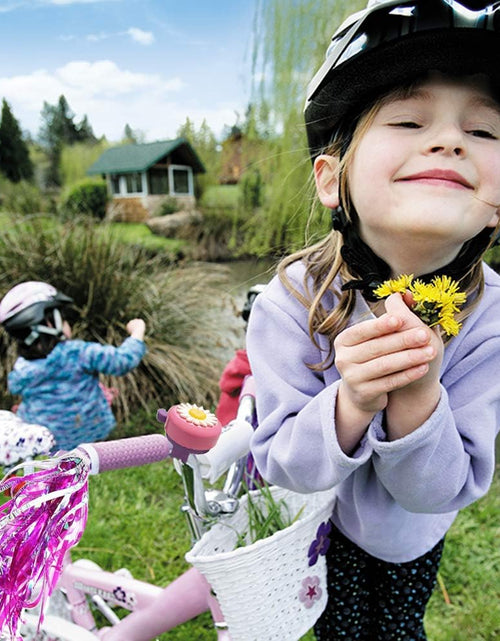 Load image into Gallery viewer, Kids Bike Bell and Streamers for Girls - 1 Pack Flower Bicycle Bell with 2 Pack Bike Streamers for Children&#39;S Bike Accessories
