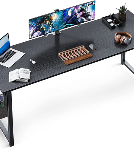63 Inch Super Large Computer Writing Desk Gaming Sturdy Home Office Desk, Work Desk with a Storage Bag and Headphone Hook, Black