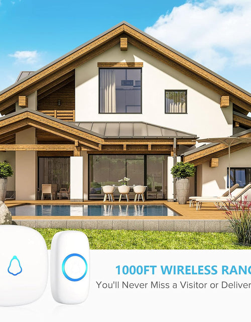 Load image into Gallery viewer, Wireless Doorbell, Easy Installation, Waterproof, Adjustable Volume, 58 Chimes, Colorful LED, 1000Ft Range, M520+F55, White
