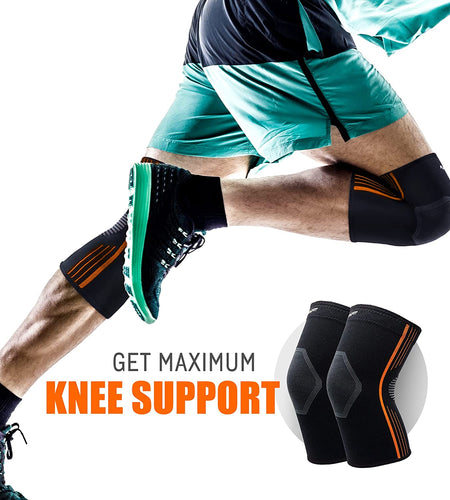 ® - Compression Knee Sleeves, Medical-Grade Knee Compression Sleeve Women and Men for Crossfit to Reduce Knee Pain In, Weightlifting, and Gym Knee Support, Orange, Small, Pack of 2