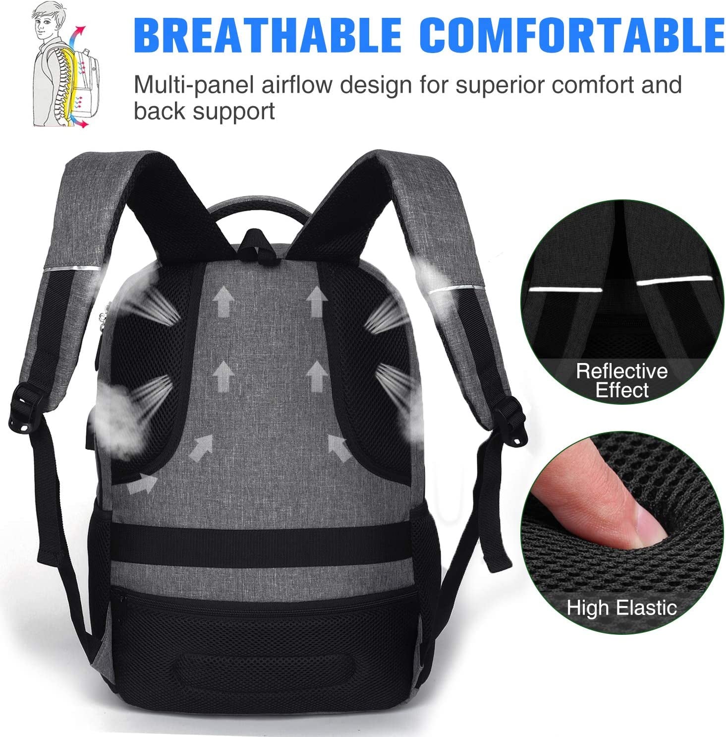 Backpack for Men and Women,17.3 Inch School Backpack for Teens,Laptop Backpack with USB Charging Port for Business College Travel
